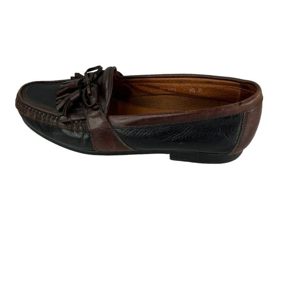 Johnston & Murphy Passport 2 Tone Black/Brown Leather Loafers w Tassels Size 9.5 main image 7